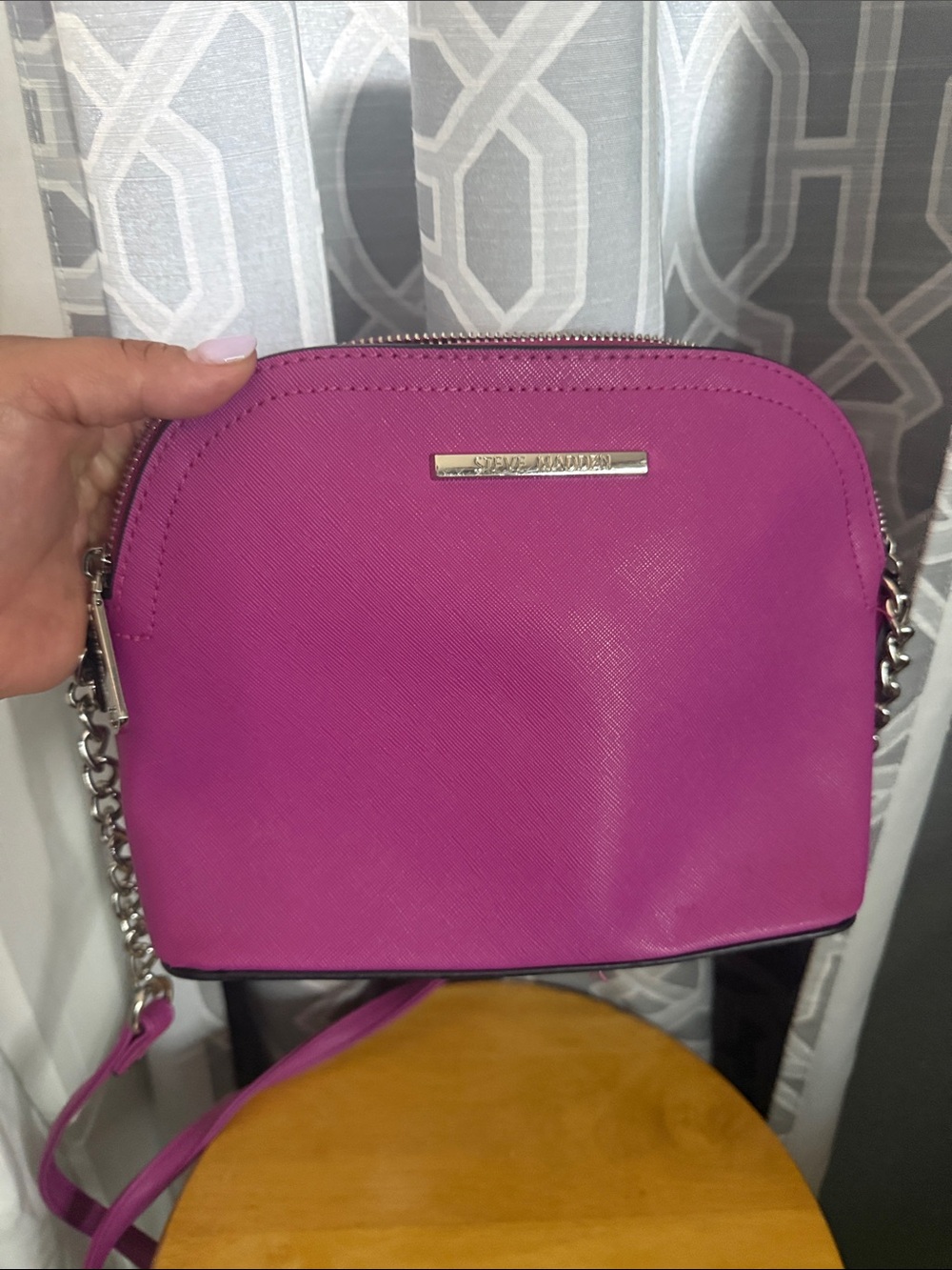 Michael Kors Magenta Saffiano Crossbody with Silver Hardware